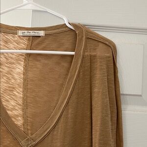 We The Free Tan V-Neck Blouse